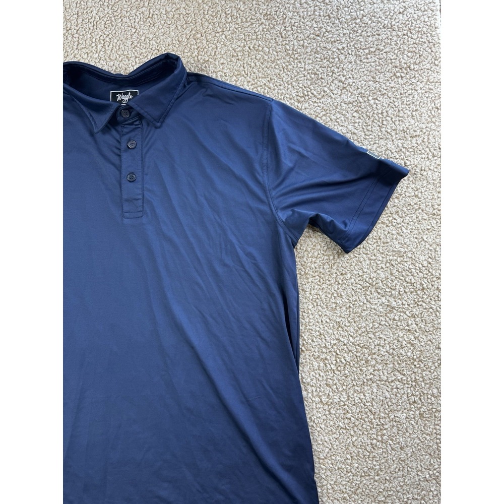 Waggle Brand Golf Polo Shirt Mens Large Blue Short Sleeve Performance Stretch - Picture 2 of 8